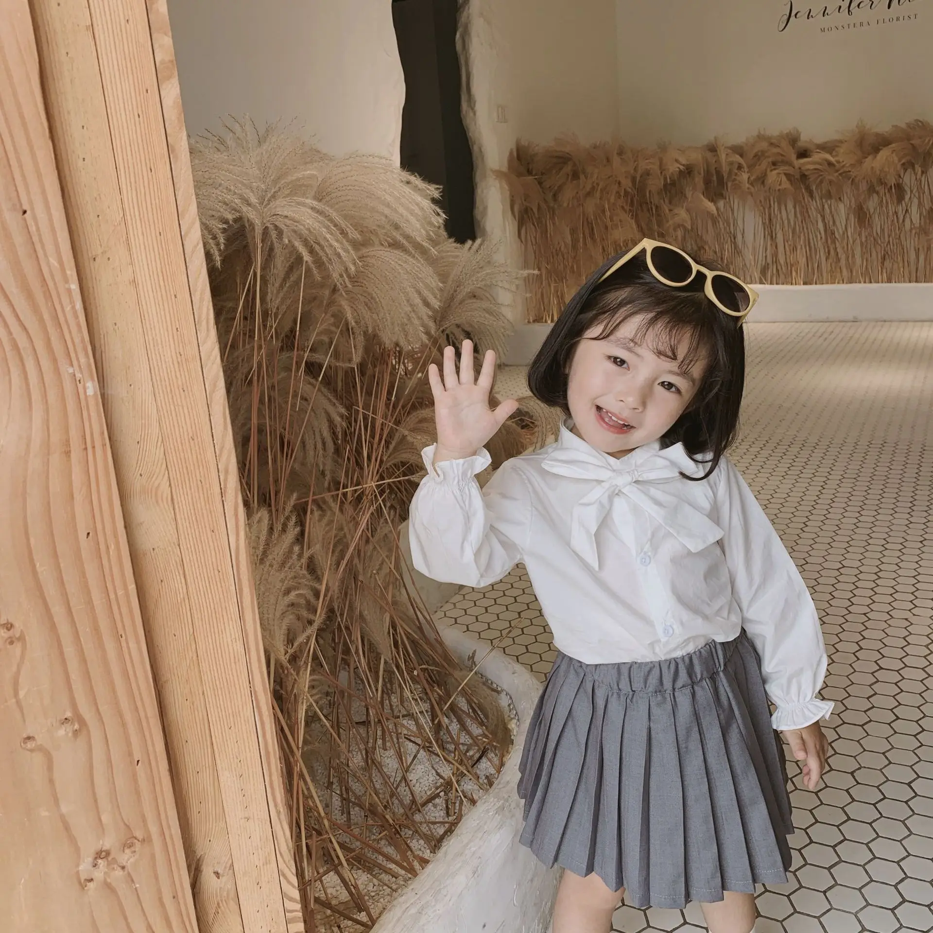 

Girls White Shirt Spring And Autumn Long Sleeve GIRL'S Shirt Children 2019 New Style Autumn Clothing Tops Western Style Baby Shi