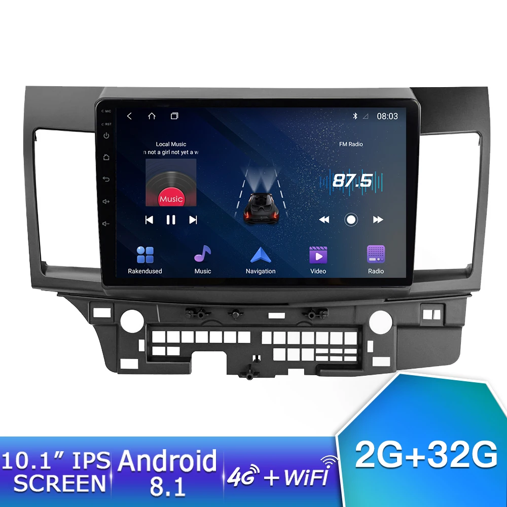 EKIY 10,1 ''ips Android 8,1 Автомагнитола 4G+ 64G Мультимедиа авто для MITSUBISHI LANCER 2007- GPSNavigation стерео видео плеер - Цвет: 2G 32G