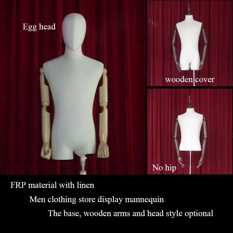 Con Il Braccio Di Legno Panno Del Vestito Del Corpo Mostra Di Lino Torso Mannequin Frp Materiale Degli Uomini Vestiti A Metà Del Corpo Finestra Di Vis