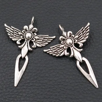 

Fashion Crosses Metal Pendant, Religion Charms, Jesus Charms,Angel Wings Charms, Spear Charms, Silver Tones 47*34mm A65 8pcs