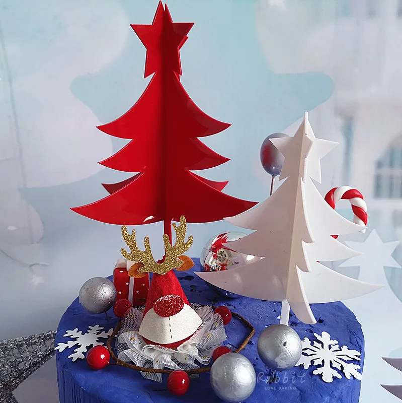 Обувь на год Санта Клаус акриловый торт Топпер красное золото Merry Рождественские елки Снежинка принадлежности для выпечки сладкие подарки
