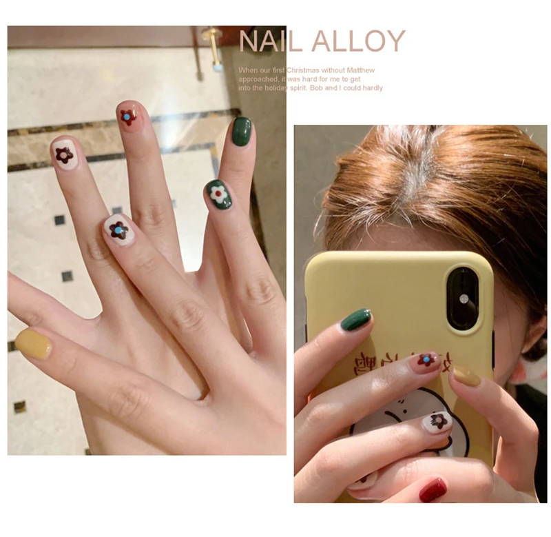Nusx 1 pc Mixed Designs New Nail Art Stickers Set Colorful Gold Silver Flower Water Decal 3