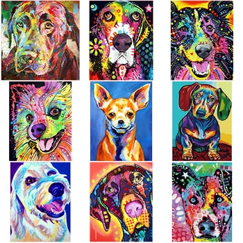 

No Frame Dog Series Diy Painting Number Animal Oil Paint By Numbers Kit Canvas Painting By Numbers For Kids Adults Art Paint