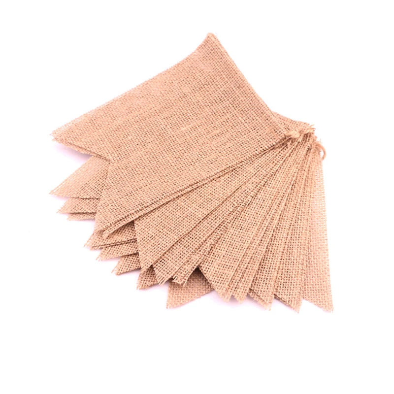 

4.5M Jute Linen Swallowtail Flags Hanging DIY Handmade Solid Color Burlap Bunting Banner Hessian Pennant for Wedding Party Decor