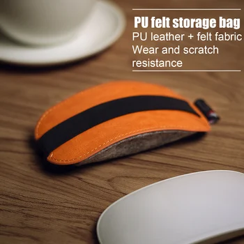 

Besegad Waterproof Wear Resistant PU Leather Felt Storage Travel Bag Pouch for Apple Magic Mouse 2 Wireless Mouse Accessories