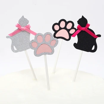 

20pcs/lot Lovely Cat Claw Design Cupcake Cake Topper Flag