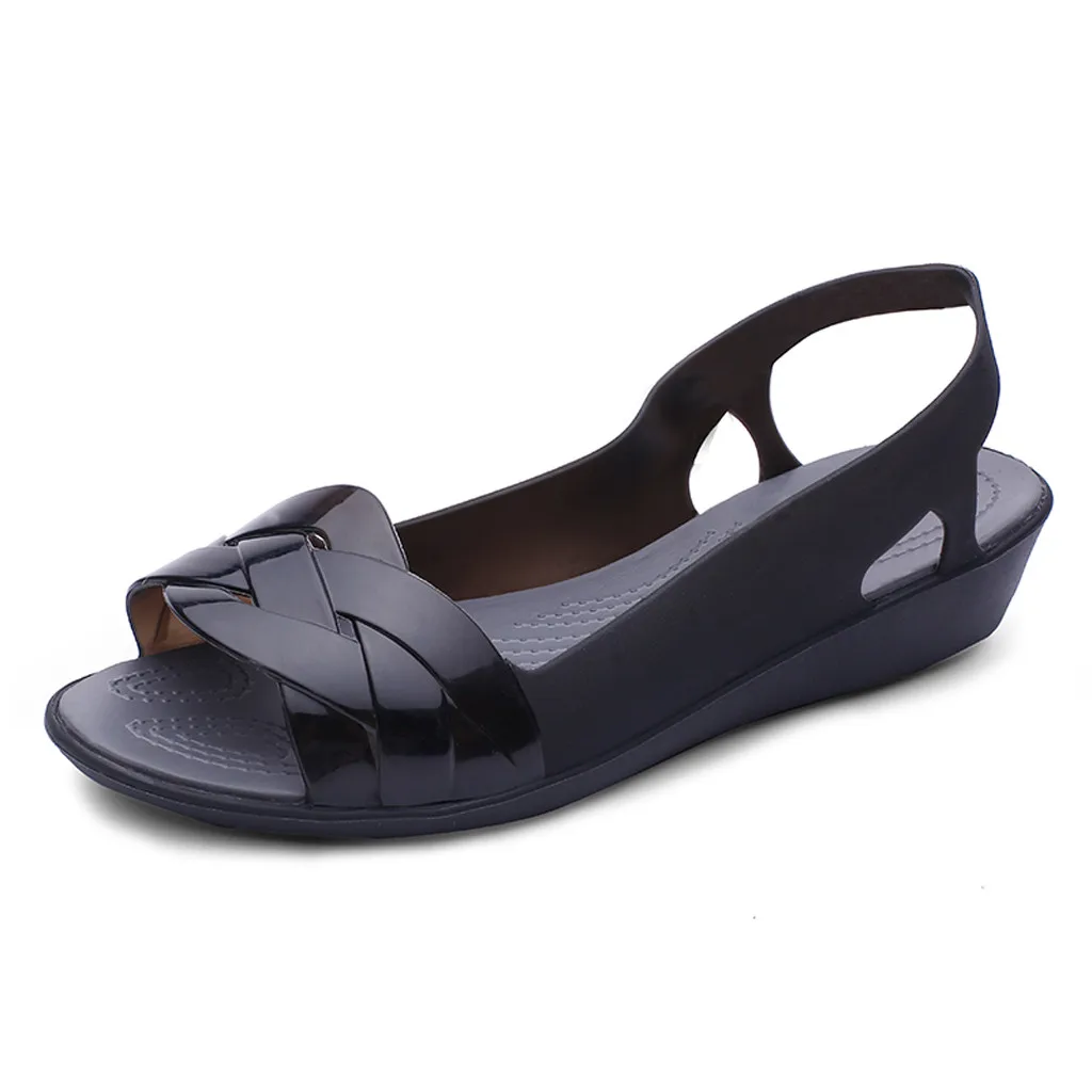 

WOMAIL Shoes Woman Solid Sandals Ladies Feminina Sandalias Beach Elly Shoes Flat Mujer 2020 Soft Colors Candy Casual Sandals H22