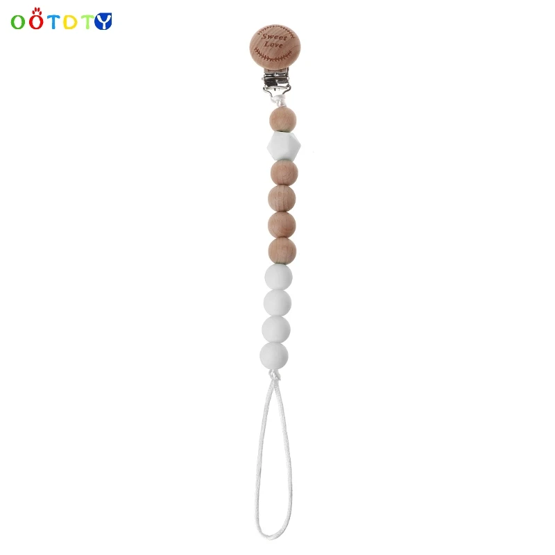 Силиконовая соска клип с гравировка на дереве письмо соска зажимы Baby Shower Подарки DXAD - Цвет: 5