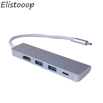 

USB C to HDMI 2 USB 3.0 Type C Charing Port 4 in 1 HUB Adapter 4K Video for Macbook Norebook Smartphone Expansion