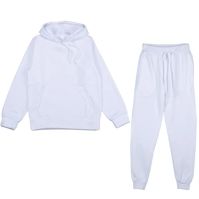 Tracksuits Men's Women's Hoodie Pants Set Oversized Long Sleeve Sportwear Tracksuit Set Autumn Winter Suits On Fleece Men Women white