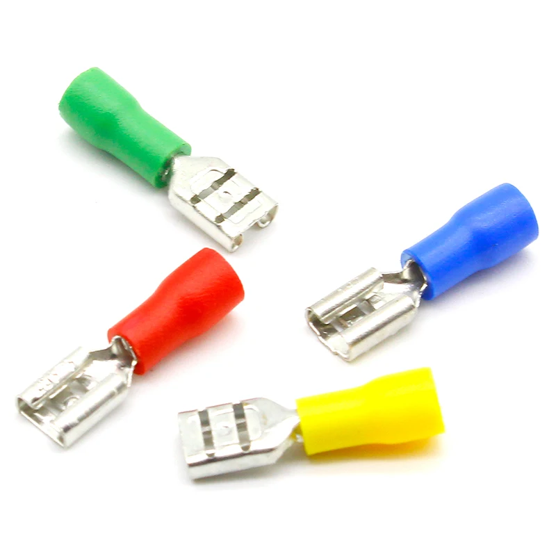 FDD1-187 женский изолированный Электрический обжимная Клемма для 22-16 AWG Разъемы Кабель провод разъема 100 шт./упак. FDD1.25-187? FDD