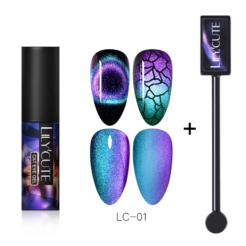 LILYCUTE 9D кошка Гель лак для использования с магнитом Хамелеон био Гели Soak Off УФ гель