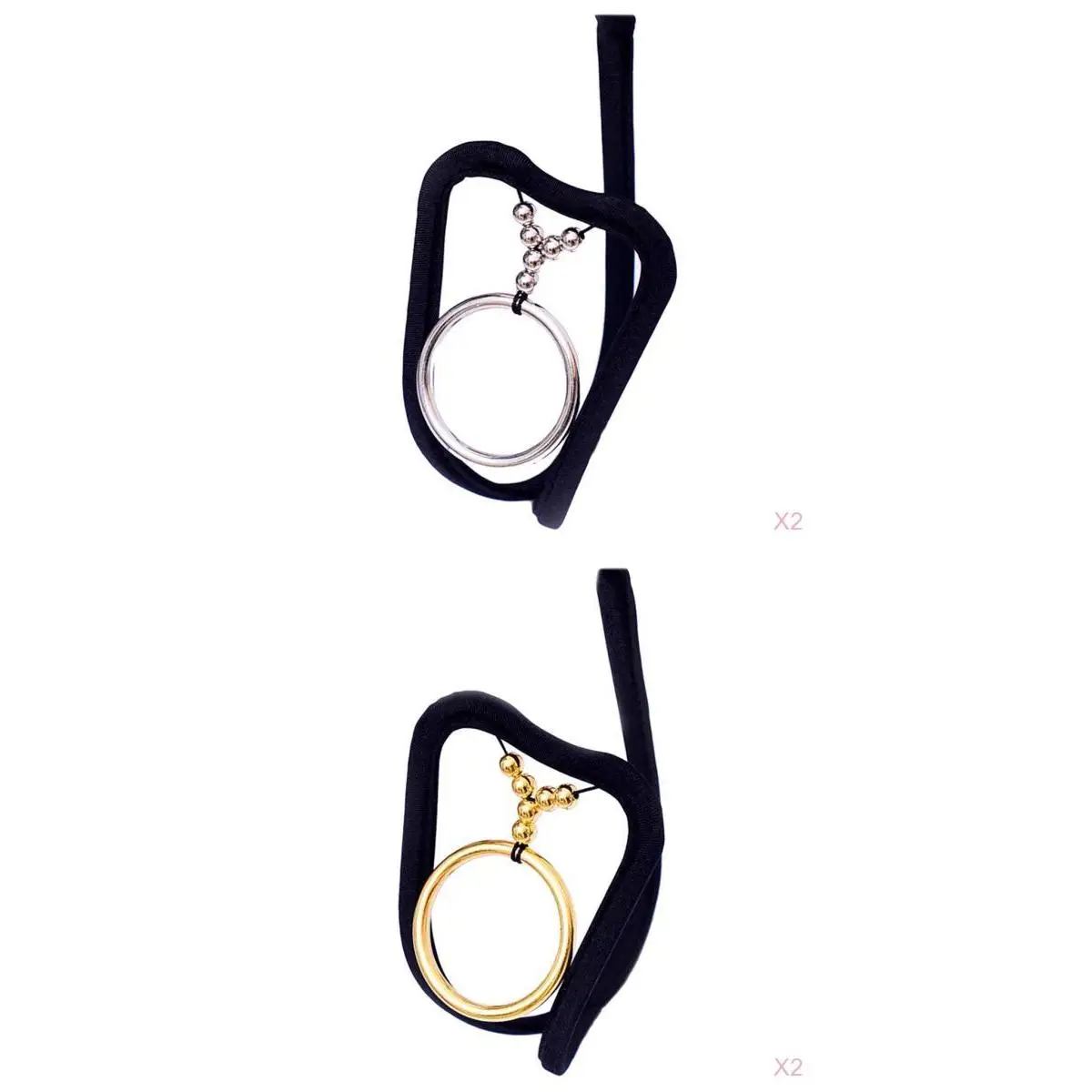 4/pack Men's C String Thong Invisible Underwear Briefs with Metallic Silver/Gold Circle