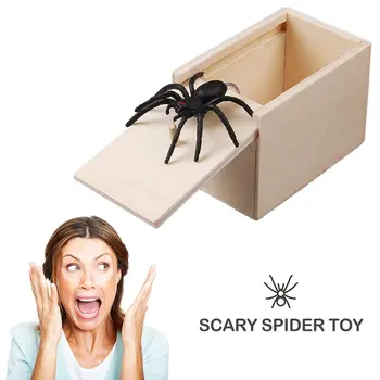 

April Fool's Day gift Wooden Prank Trick Practical Joke Home Office Scare Toy Box Gag Spider Mouse Kids Funny Gift
