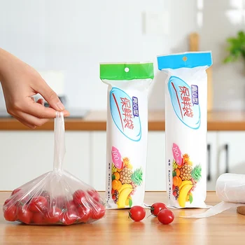 

100pcs Kitchen Portable Food Transparent Vest Bag Large Size 35 * 42cm Saran Wrap Plastic Bags For Home Kitchen Storage Tools