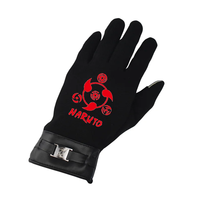 Anime Naruto Sharingan Men's Winter Cycling Gloves Konoha Kakashi Cotton Touch Screen Warm Full Finger Cosplay Gloves Toys Gifts