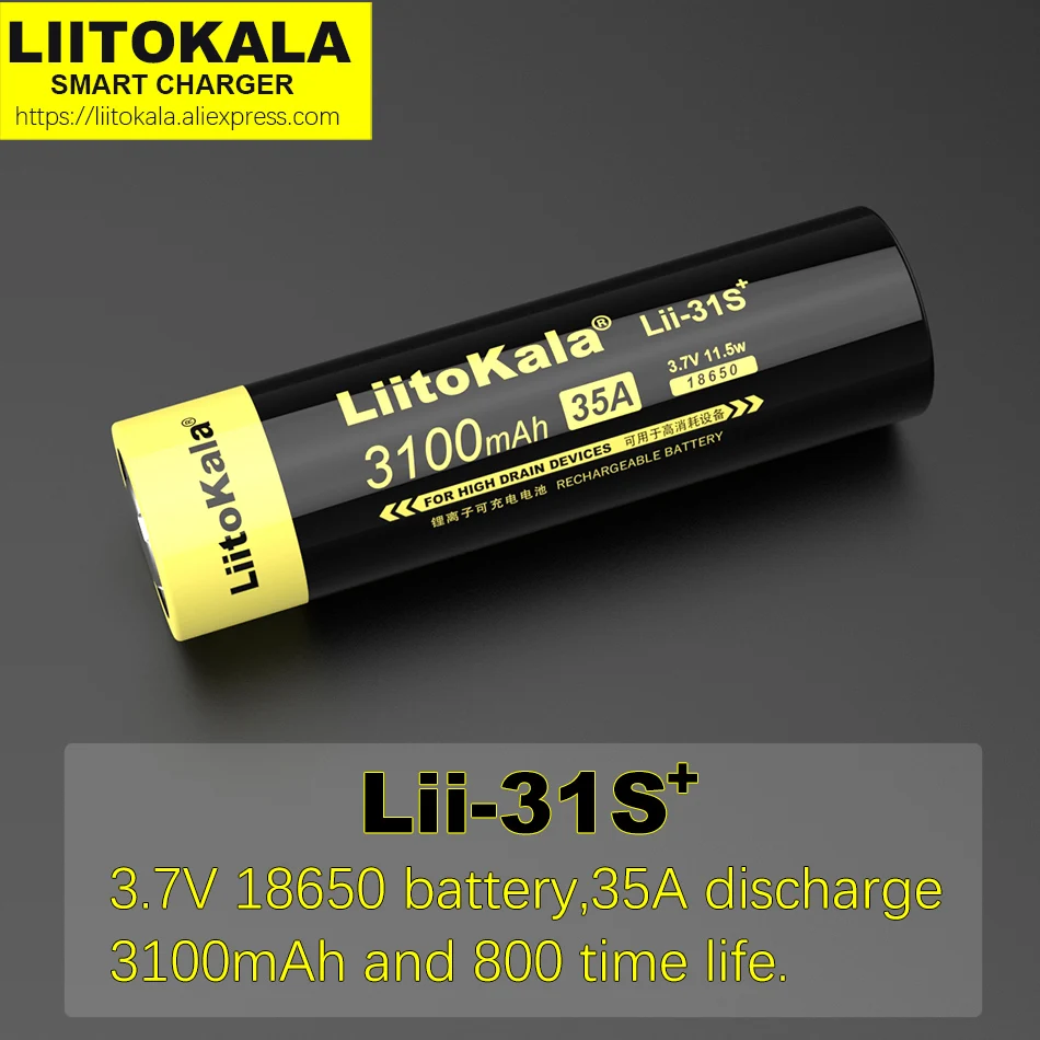 LiitoKala 18650 Батарея Lii-35S Lii-31S 3,7 V литий-ионный аккумулятор 3500 мА/ч, 3100mA Мощность Батарея для высокое Дренажные устройства