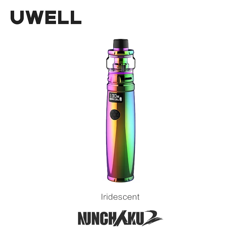 Iridescent UWELL Nunchaku 2 Kit 5-100 W 5ML Nunchaku 2 Tank supports 18650/20700/21700 batteries E-cigarette Vape Kit - Цвет: Iridescent