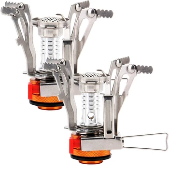 

2PCS Portable Camping Stoves Backpacking Stove with Piezo Ignition Adjustable Valve Stainless Steel Material for Hiking Riding C