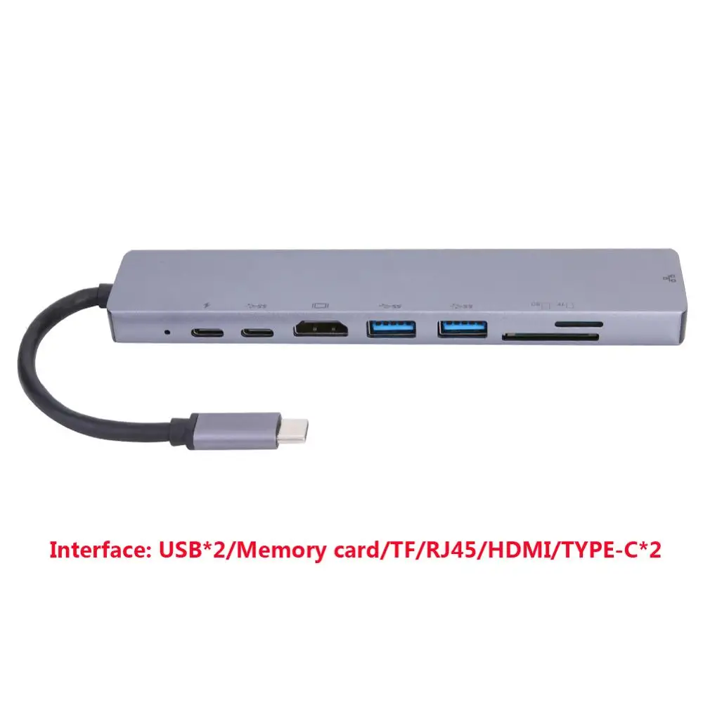 8/7/6/5/4 Порты USB TYPE-C концентратор Gigabit LAN док-станция USB C на HDMI RJ45 адаптер конвертер usb-хаб для компьютера Тетрадь - Цвет: 8 in 1