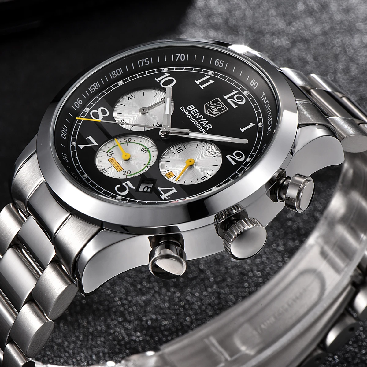 Relojes BENYAR модные черные/белые спортивные кварцевые мужские часы лучший бренд класса люкс Бизнес водонепроницаемые часы браслет Masculino