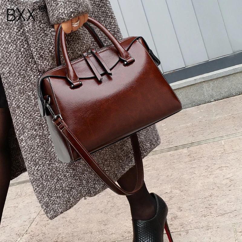 

[BXX] Vintage Handbags Women Crossbody Bags Female Causal Totes Party Business Large Capacity PU Leather Shoulder Bag HE230