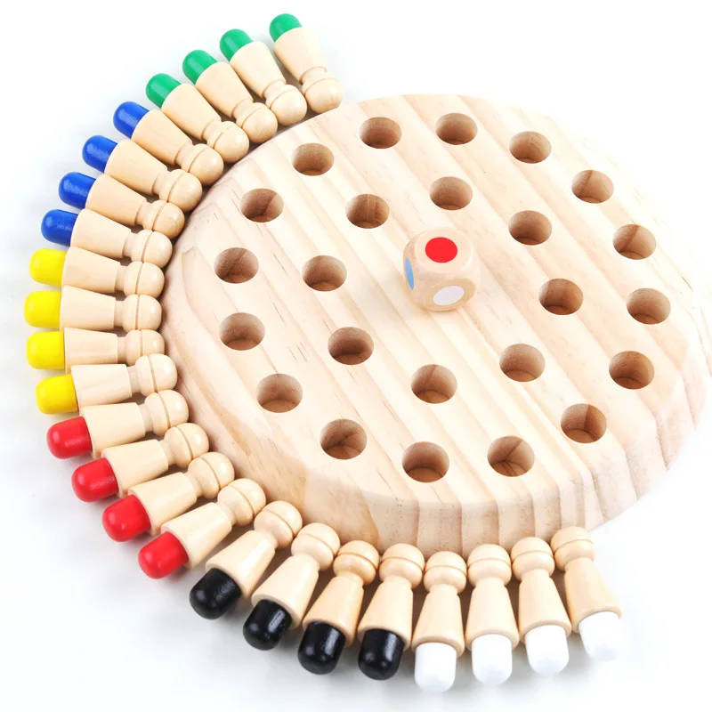 

Wooden Memory Stick Chess Game Fun Block Board Party Game Early Educational Montessori Toy Color Cognitive Ability Toys for Kids