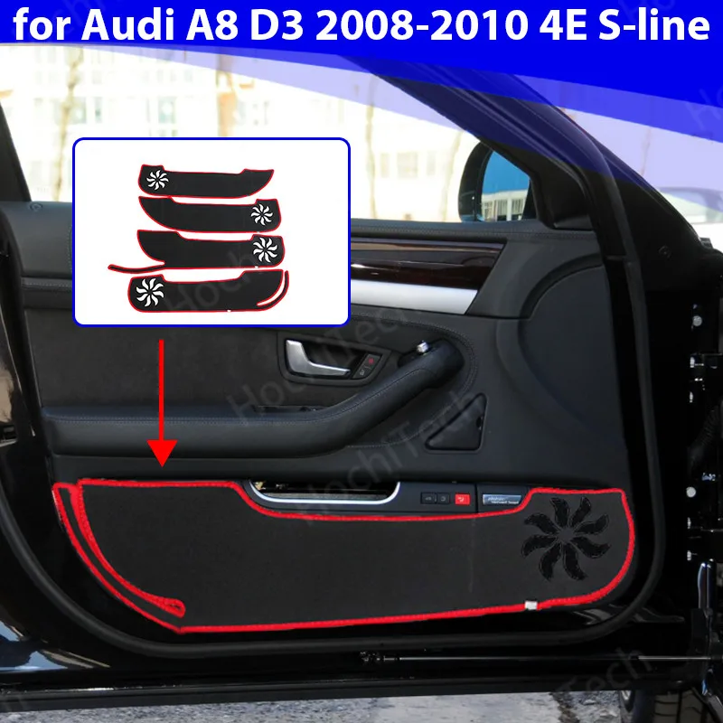 

Защитная Наклейка для внутренней двери, ковер, наклейка с боковыми краями для Audi A8 D3 2008-2010 4E S-line, наклейка для защиты двери автомобиля от ударов