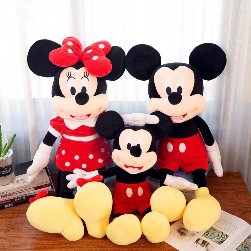 40-120cm 디즈니 미키 마우스 플러시 장난감 카와이 애니메이션 미키 미니 인형 봉제 모델 인형 장난감 어린이 생일 크리스마스 선물