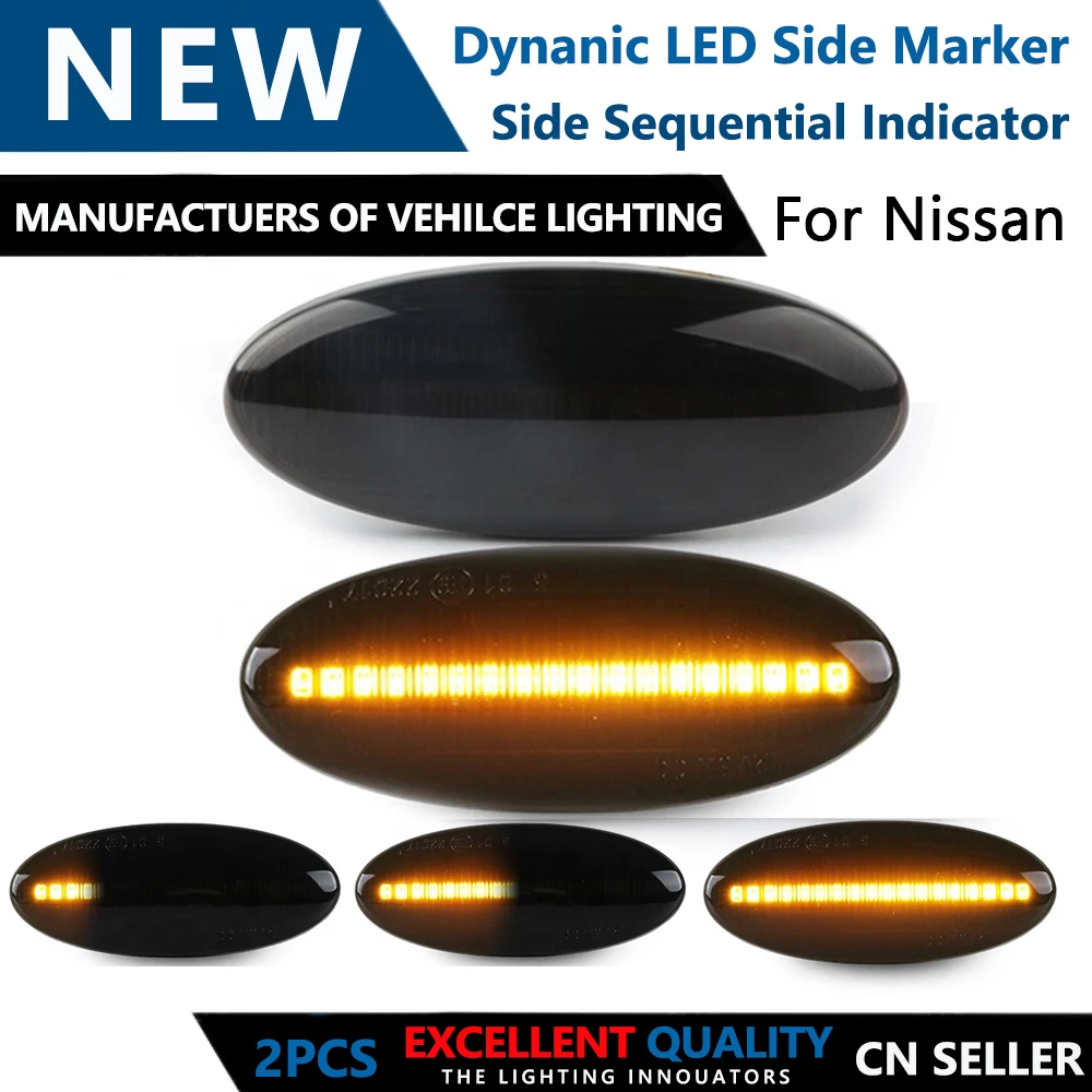 

2x Dynamic LED Side Marker Flowing Turn Signal Light Side Repeater Lamp For NISSAN Note Micra X-Trail Navara March Tiida NV200
