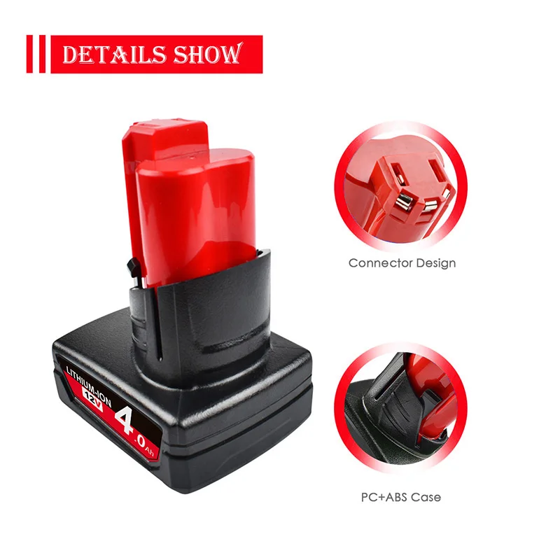 12V 6.0Ah литий ионный Батарея Совместимость с Милуоки M12 XC 48 11 2420 2450 2460 2411