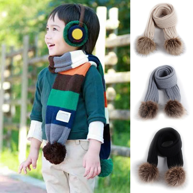Зимний шарф в полоску детский с помпоном теплый для детей|baby scarf|scarf for childrenwinter scarf |