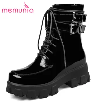

MEMUNIA 2020 hot sale ankle boots women spring autumn flat platform boots buckle round toe fashion punk casual shoes ladies