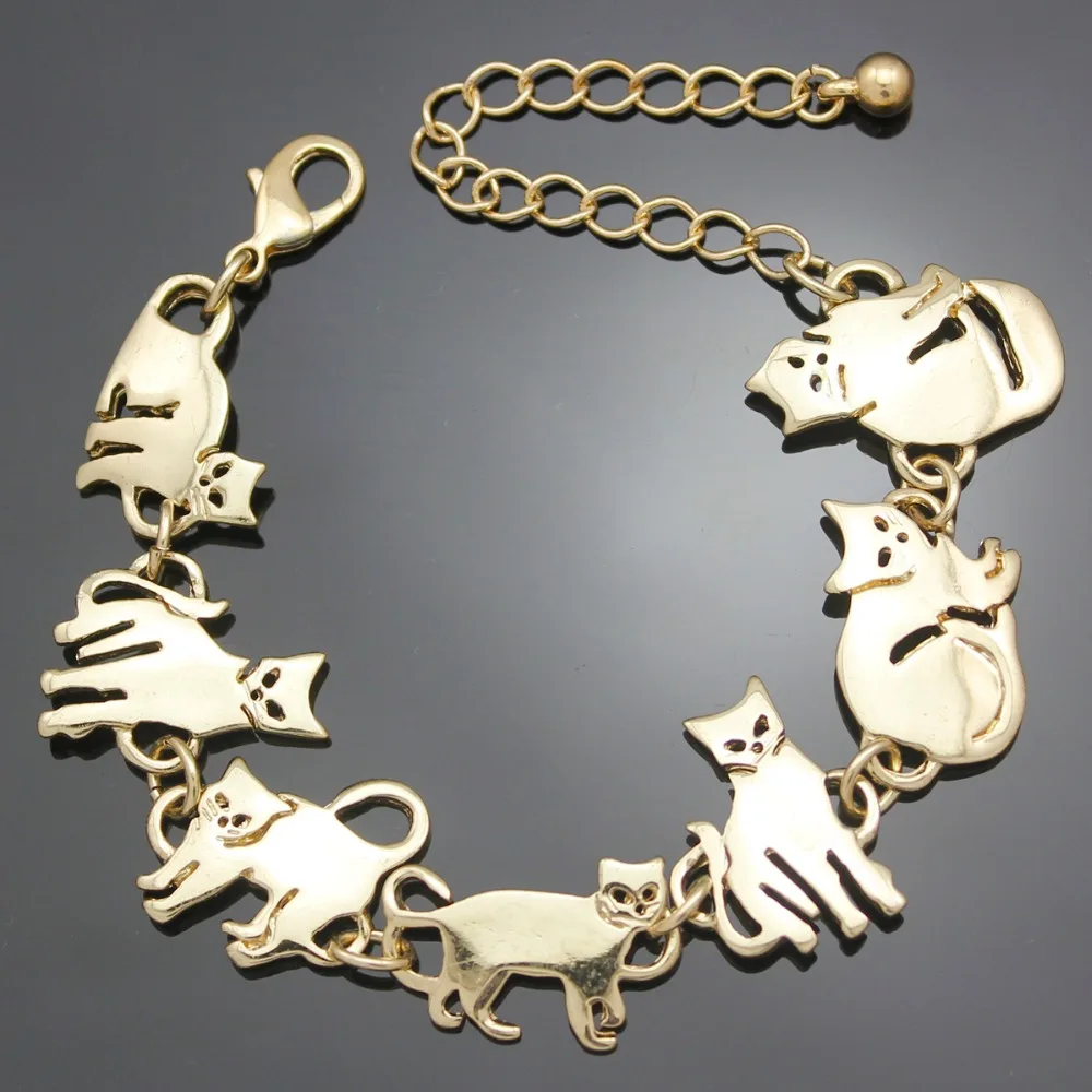 Ювелирные изделия Bastet кошка котенок Очаровательная цепочка звеньевой браслет