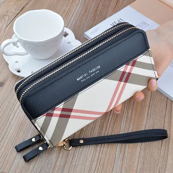 

Double Zipper Long Women's Wallet Female Purses Coin Purse Card Holder Wallets Pu Leather Clutch Money Bag