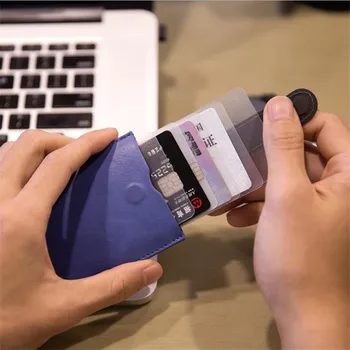 

ZOVYVOL PU Leather Credit Card Holder Slim Men Women Casual 5 Cards Thin RFID Mini Purse Portable Pull Out Smart Wallet