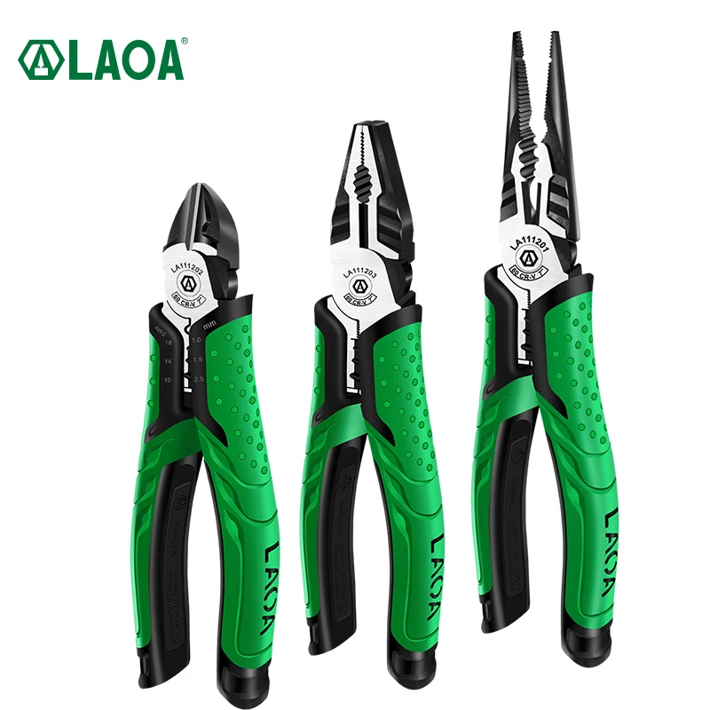 LAOA Multifunction Pliers Set Industrial Grade Wire Cutters/Long Nose/Diagonal Nose Pliers CR-V High hardness and durability