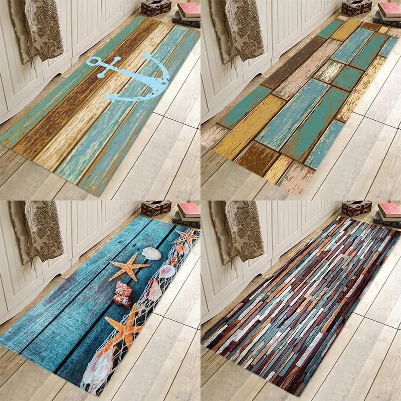 

Anchor Wood Grain Kitchen Floor Rug Door Floor Mat Non-Slip Rug For Living Room Hallway Bedroom Bathroom Rug Floor Mat Carpet