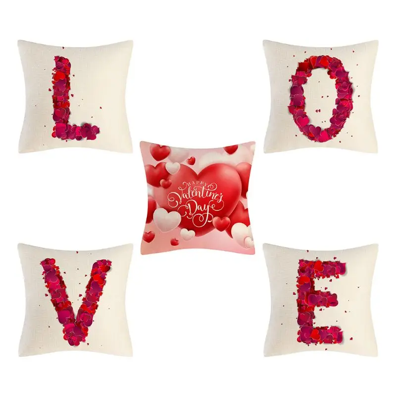 

Print Pillow Case Polyester Sofa Car Cushion Cover Home Decor Happy Valentines