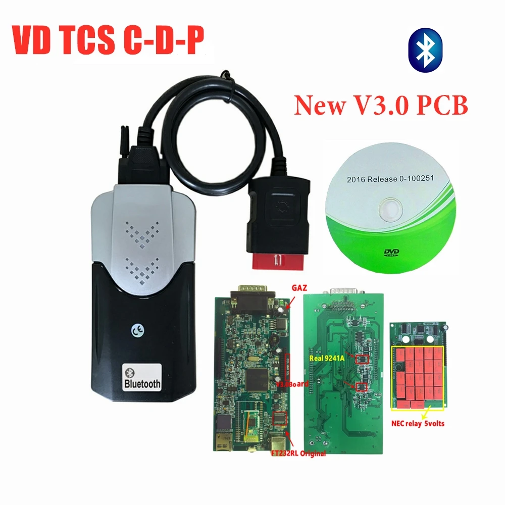 Дизайн! R0/,3 keygen vci vd tcs c-d-p с Bluetooth лучший 3,0 PCB obd obd2 Автомобильный сканер грузовиков+ 8 автомобильных кабелей