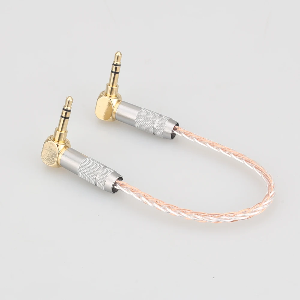 Câble AUX HIFI à 8 cœurs OCC 3.5mm mâle à mâle, câble audio stéréo 3.5 à angle droit pour amplificateur de casque