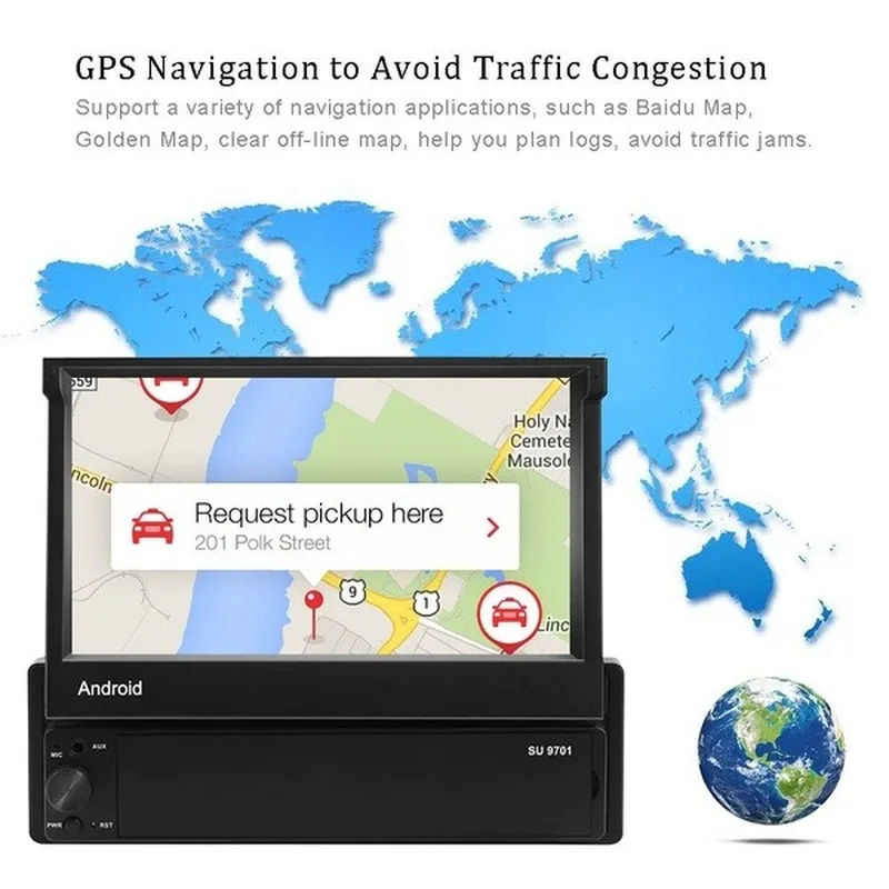 Android 8,1 Din автомагнитола gps 1 Выдвижной MP5 7 ''Зеркало Ссылка Wifi Авторадио Мультимедиа плеер Поддержка камеры заднего вида