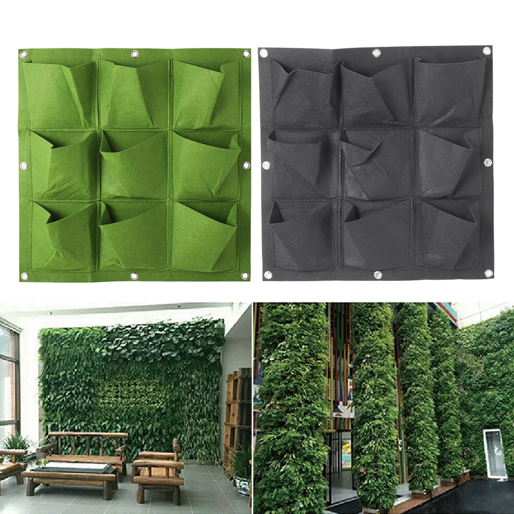 Wall Hanging Planting Bag 9 Pockets Growing Pot Vertical Home Garden