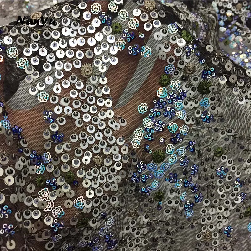 Latest Nigerian French Tulle Lace with Sequin High Quality African Sequins Lace Fabric