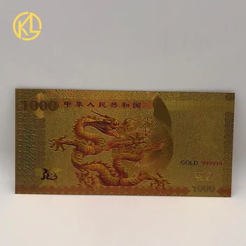 

Gold 999999 Chinese souvenir Gift Dargon 1000 yuan Gold Plastic Banknote for collection and New Year Gifts
