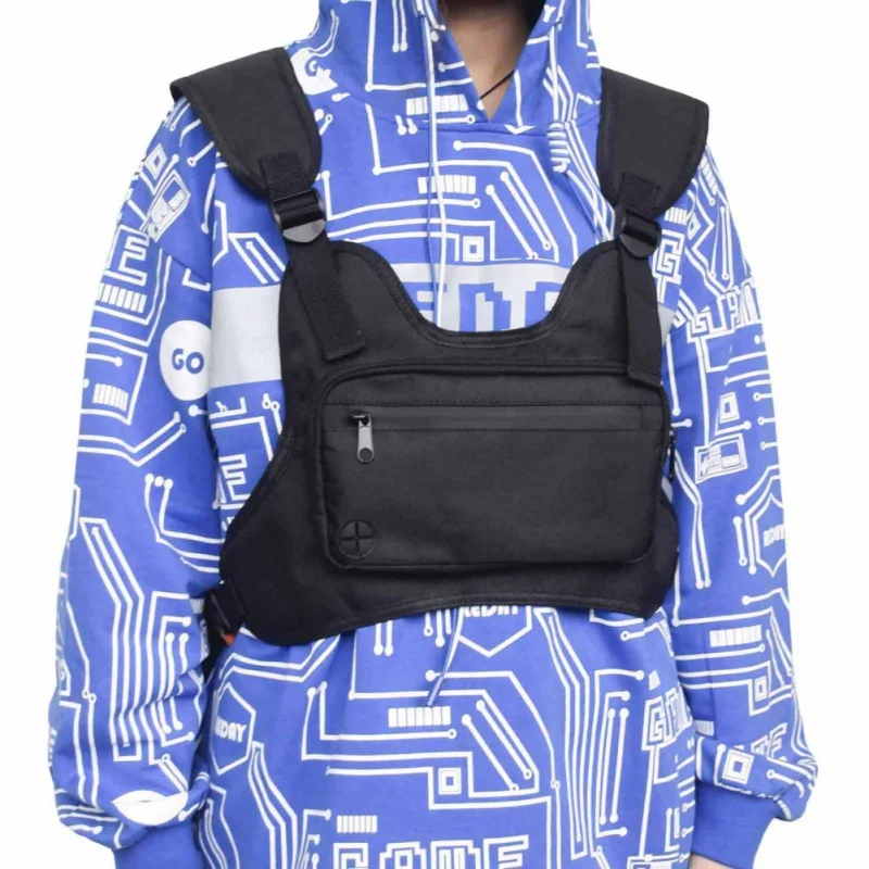 Outdoor Sports Unisex Chest Bag Multi-function Waterproof Chest Rig Pack Streetwear Hip-Hop Mobile Phone Storage Backpack