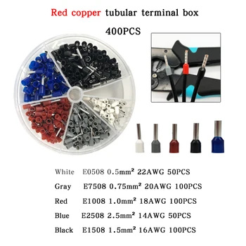 

Tubular Terminal Box Set E0508-E16-12 AWG22-5 Wire Ferrule Connection Crimp Terminal Copper Tube