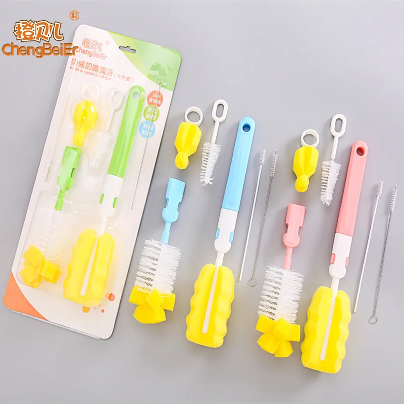

Cheng bei er Feeding Bottle Brush Teat Brush Combination of Equipment Feeding Bottle Cleaning Kit Feeding Bottle Brush Six Piece