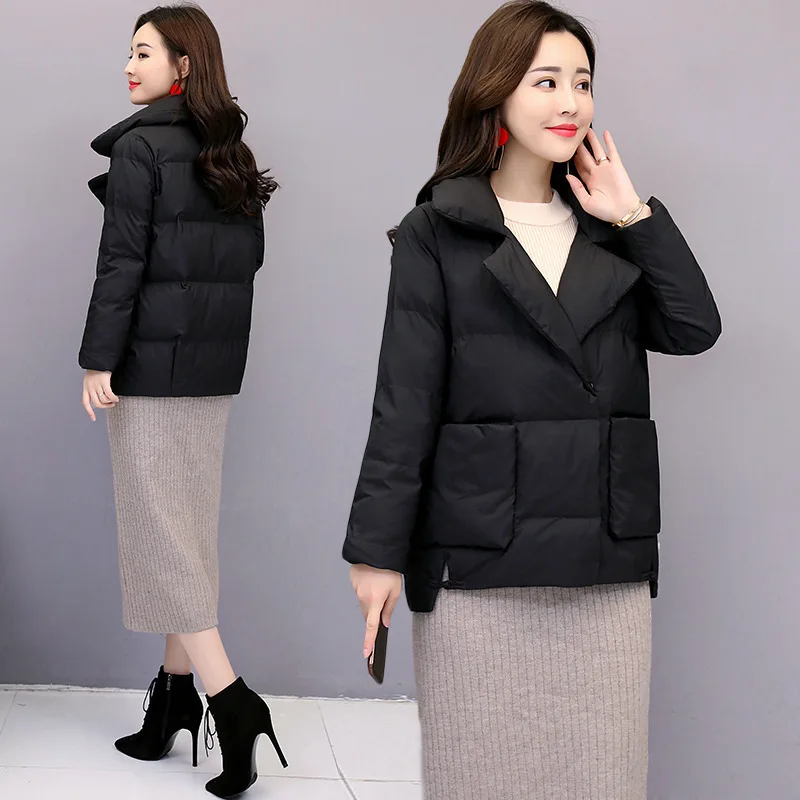 

Cotton-padded Clothes/Cotton Coat Warm Commuting Long Sleeve Straight-Cut Couple Clothes Convention-Style Long Printing plus Vel