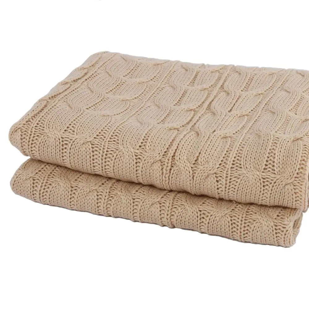 High quality knitting blanket, office&car rest blanket Travel boarding blanket Christmas decoration blanket - Цвет: Бежевый